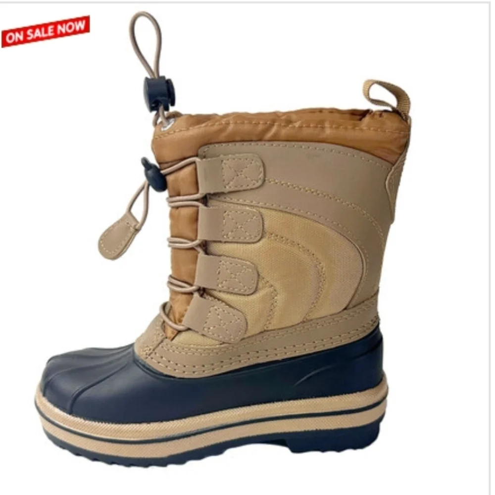 Link boys Brown and Blue Winter Snow Boots